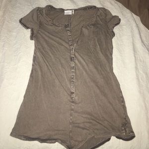 “Out from under” Brown t-shirt romper